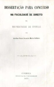 DISSERTAÇAO PARA CONCURSO NA FACULDADE DE DIREITO DA UNIVERSIDADE DE COIMBRA