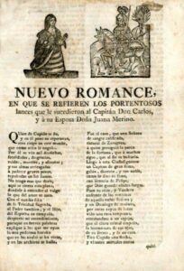 NUEVO ROMANCE EN QUE SE REFIEREN LOS PORTENTOSOS LANCES QUE LE SUCEDIERON AL CAPITAN DON CARLOS Y A SU ESPOSA DONA JUANA MERINO