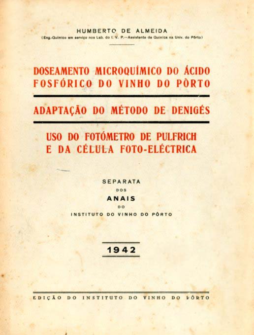 DOSEAMENTO MICROQUIMICO DO ACIDO FOSFORICO DO VINHO DO PORTO