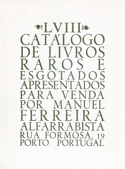 58 º catálogo de livros raros, antigos e/ou esgotados