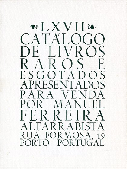 67 º catálogo de livros raros, antigos e/ou esgotados