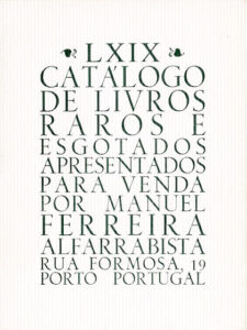 69 º catálogo de livros raros, antigos e/ou esgotados