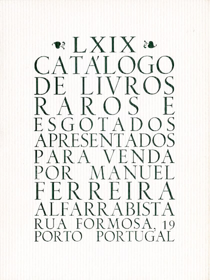 69 º catálogo de livros raros, antigos e/ou esgotados