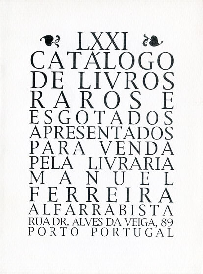 71 º catálogo de livros raros, antigos e/ou esgotados