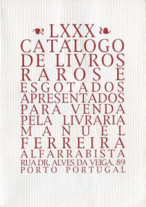80 º catálogo de livros raros, antigos e/ou esgotados