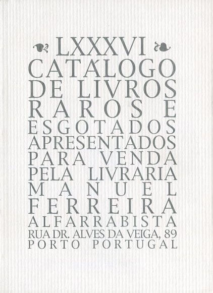 86 º catálogo de livros raros, antigos e/ou esgotados