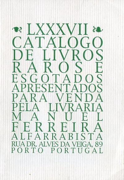 87 º catálogo de livros raros, antigos e/ou esgotados