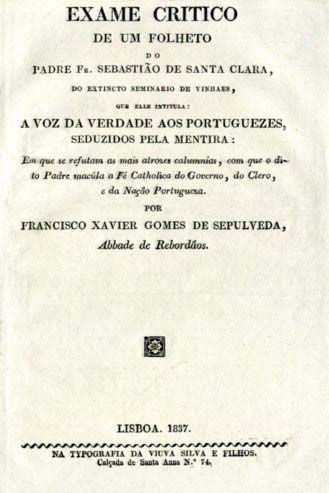 EXAME CRITICO DE UM FOLHETO DO PADRE FREI SEBASTIAO DE SANTA CLARA