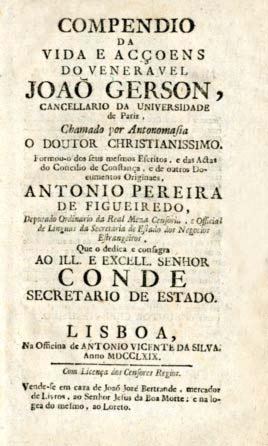 COMPENDIO DA VIDA E ACÇOES DO VENERAVEL JOAO GERSON