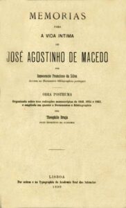 MEMORIAS PARA A VIDA INTIMA DE JOSE AGOSTINHO DE MACEDO