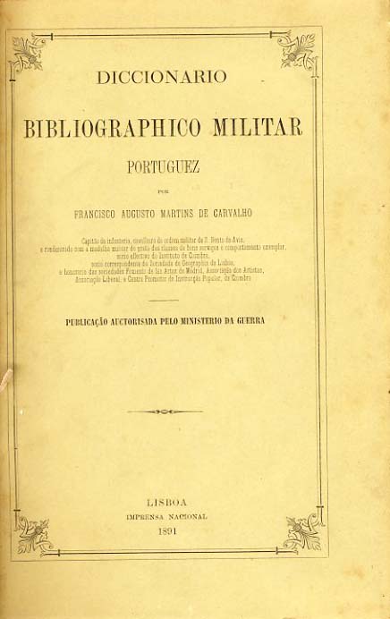 DICIONARIO BIBLIOGRAFICO MILITAR PORTUGUES