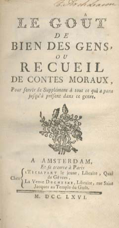 GOUT DE BIEN DES GENS OU RECUEIL DE CONTES MORAUX