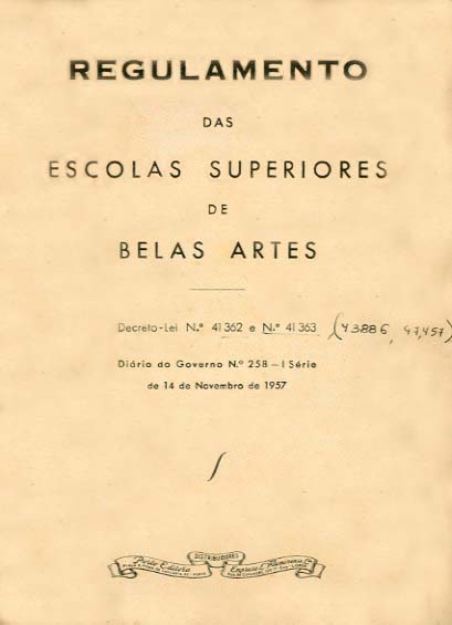 REGULAMENTO DAS ESCOLAS SUPERIORES DE BELAS ARTES