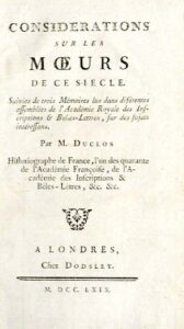 CONSIDERATIONS SUR LES MŒURS DE CE SIECLE