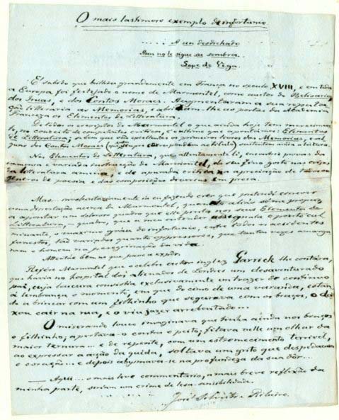 o mais lastimoso exemplo de infortunio