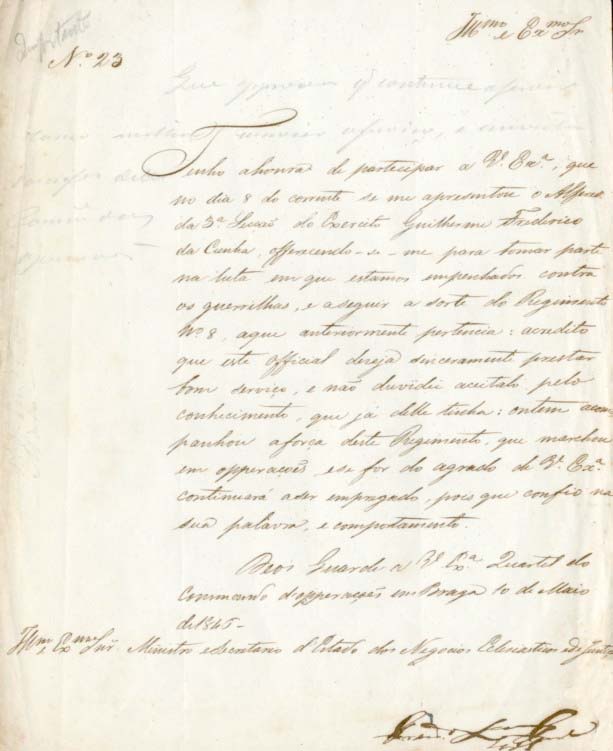 CARTA DATADA: 1846/05/10 (Quartel do Commando d’opperações em Braga)