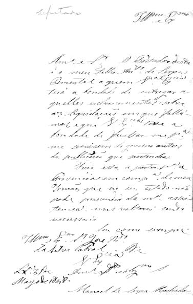 CARTA DATADA: 1848/05/31 (Lisboa)