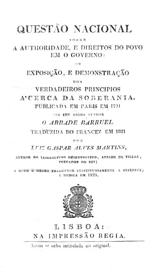 QUESTAO NACIONAL SOBRE A AUTORIDADE E DIREITOS DO POVO EM O GOVERNO OU EXPOSIÇAO E DEMONSTRAÇAO DOS VERDADEIROS PRINCIPIOS ACERCA DA SOBERANIA