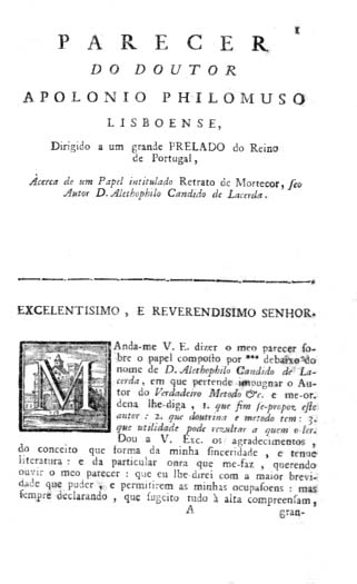 PARECER DO DOUTOR APOLONIO PHILOMUSO LISBONENSE