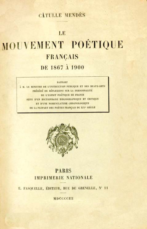MOUVEMENT POETIQUE FRANÇAIS DE 1867 A 1900