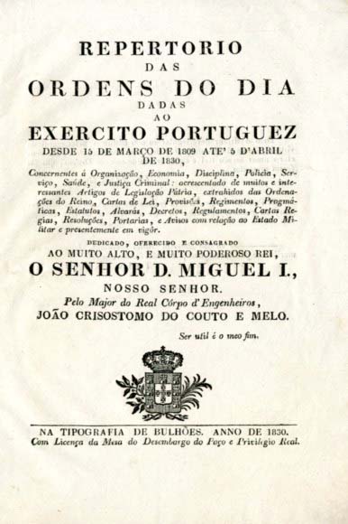 REPERTORIO DAS ORDENS DO DIA DADAS AO EXERCITO PORTUGUES
