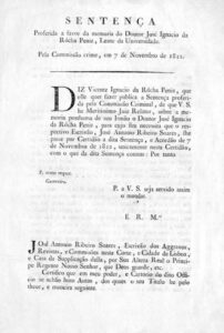 SENTENÇA proferida a favor da memoria do Doutor Jose Inacio da Rocha Peniz