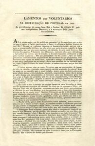 LAMENTOS DOS VOLUNTARIOS NA RESTAURAÇAO DE PORTUGAL EM 1808