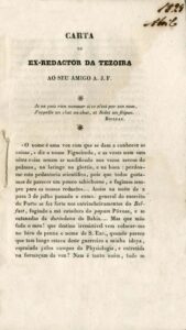 CARTA DO EX REDACTOR DA TEZOIRA AO SEU AMIGO A J F