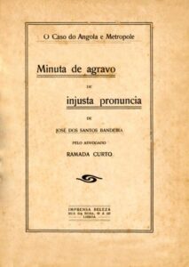 CASO DO ANGOLA E METROPOLE. Minuta de agravo de injusta pronuncia de José dos Santos Bandeira