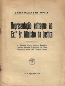 CASO DO ANGOLA E METROPOLE. Representaçao entregue ao Excelentissimo Senhor Ministro da Justiça