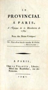 PROVINCIAL A PARIS A L’EPOQUE DE LA REVOLUTION DE 1789