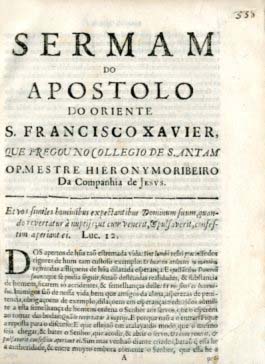 SERMAO DO APOSTOLO DO ORIENTE SAO FRANCISCO XAVIER