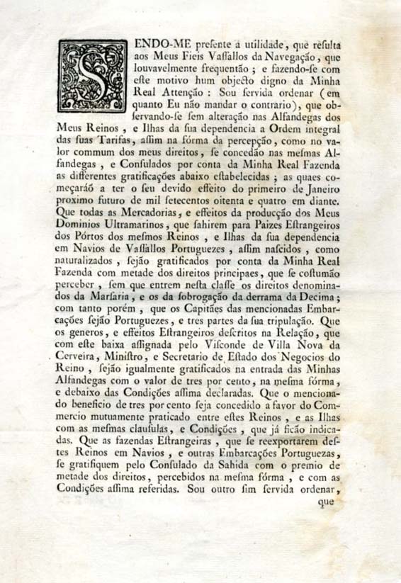 RELAÇAO Dos generos Estrangeiros sobre os quais se deve conceder a comutaçao de
