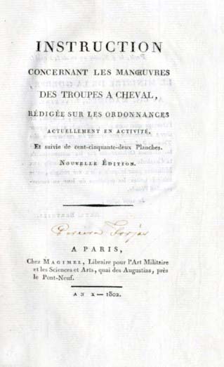 INSTRUCTION CONCERNANT LES MANOEUVRES DES TROUPES A CHEVAL