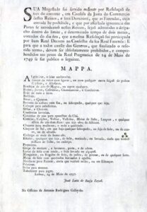 SUA Magestade foi servido ordenar por Resoluçao de tres do corrente em Consulta da Junta do Comercio destes Reinos