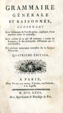GRAMMAIRE GENERALE ET RAISONNEE