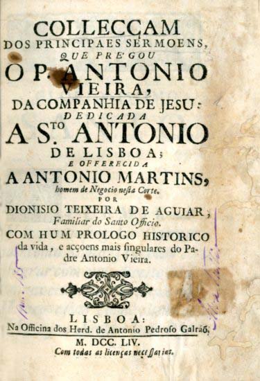 COLECÇAO DOS PRINCIPAIS SERMOES QUE PREGOU O P. ANTONIO VIEIRA