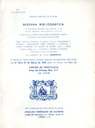 RESENHA BIBLIOGRAFICA DA LINDA LIVRARIA FORMADA POR UM DISTINTO BIBLIOFILO RECENTEMENTE FALECIDO