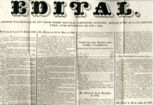 EDITAL. Artigos da Legislação em vigor sobre decimas e impostos anexos aplicaveis ao lançamento pelo ano economico de 1837 a 1838