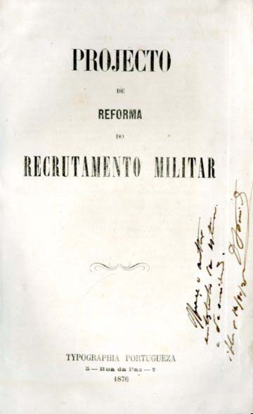 PROJECTO DE REFORMA DO RECRUTAMENTO MILITAR