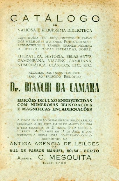 CATALOGO DE VALIOSA E RIQUISSIMA BIBLIOTECA