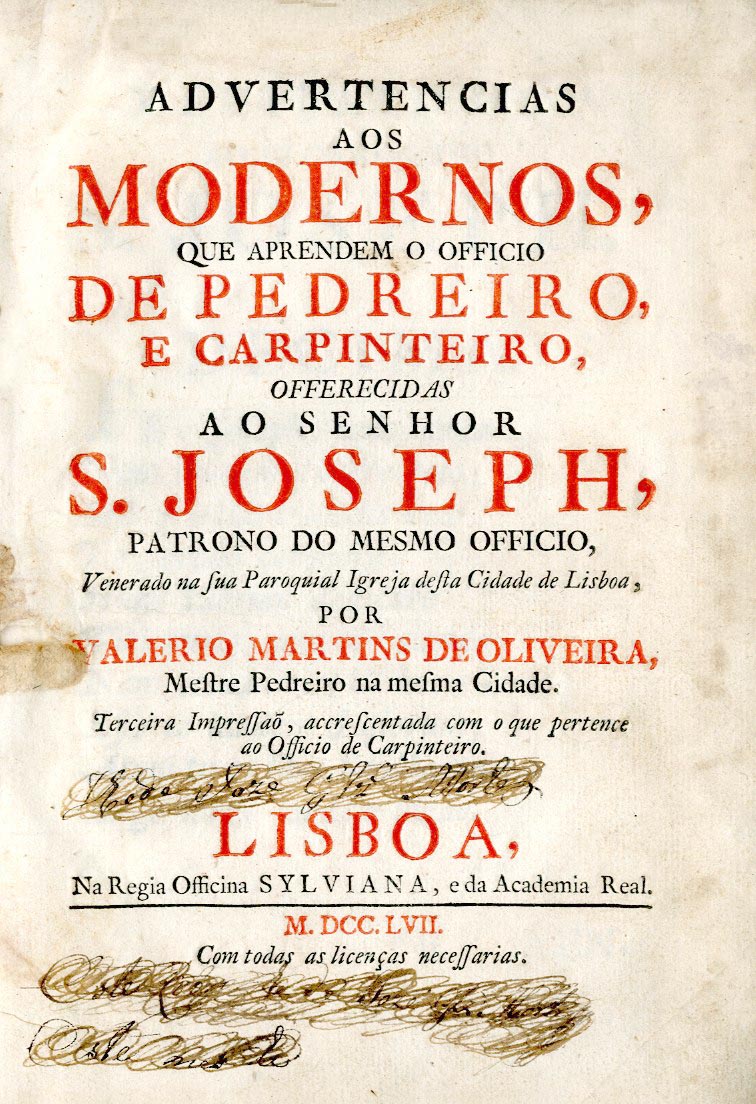 ADVERTENCIAS AOS MODERNOS QUE APRENDEM O OFICIO DE PEDREIRO E CARPINTEIRO