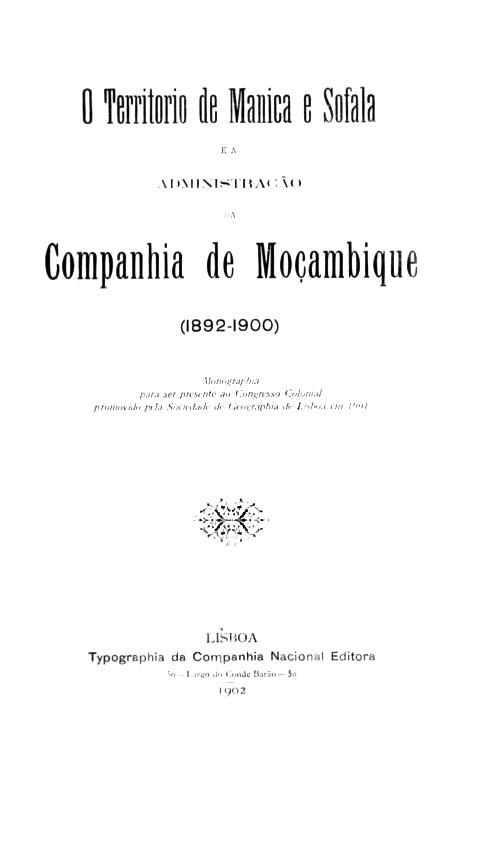 TERRITORIO DE MANICA E SOFALA E A ADMINISTRAÇAO DA COMPANHIA DE MOÇAMBIQUE