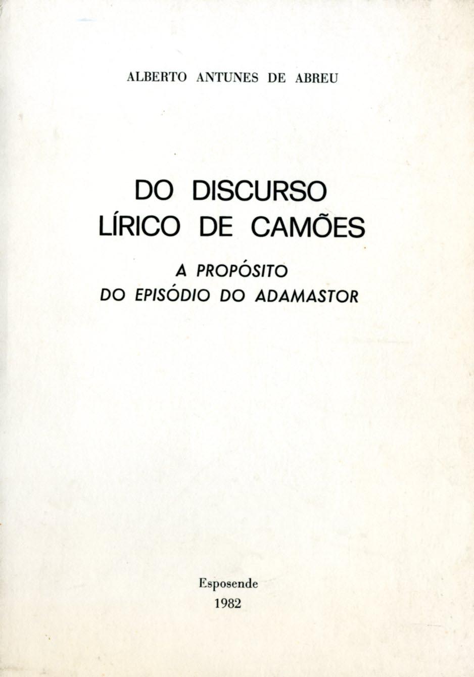 DO DISCURSO LIRICO DE CAMOES A PROPOSITO DO EPISODIO DO ADAMASTOR