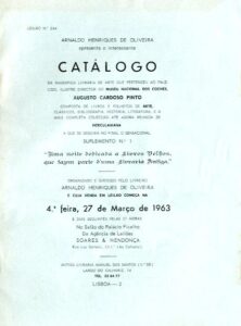 CATALOGO DA MAGNIFICA LIVRARIA DE ARTE FORMADA POR AUGUSTO CARDOSO PINTO