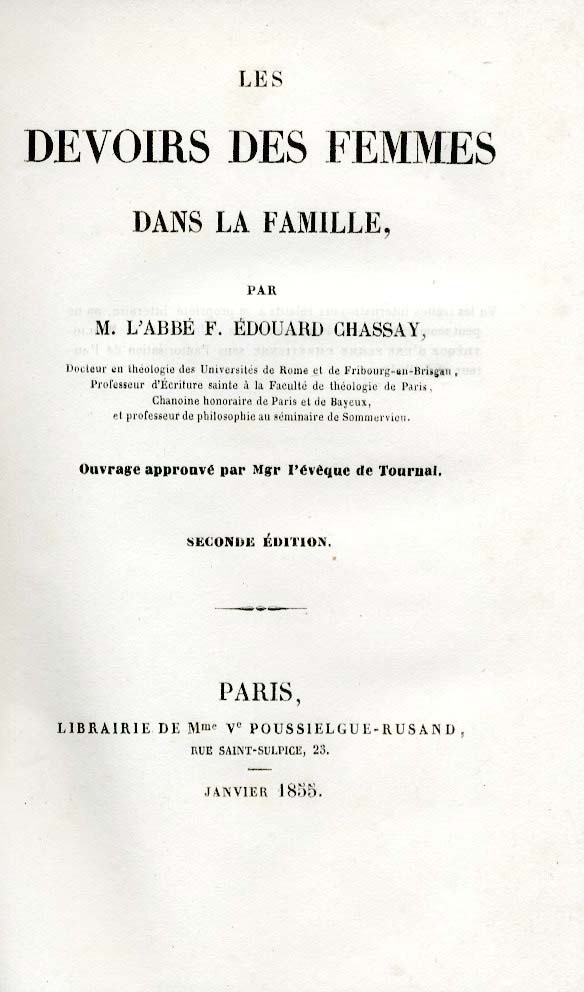 DEVOIRS DES FEMMES DANS LA FAMILLE