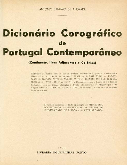 DICIONARIO COROGRAFICO DE PORTUGAL CONTEMPORANEO