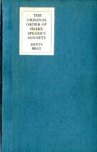 ORIGINAL ORDER OF SHAKESPEARE'S SONNETS