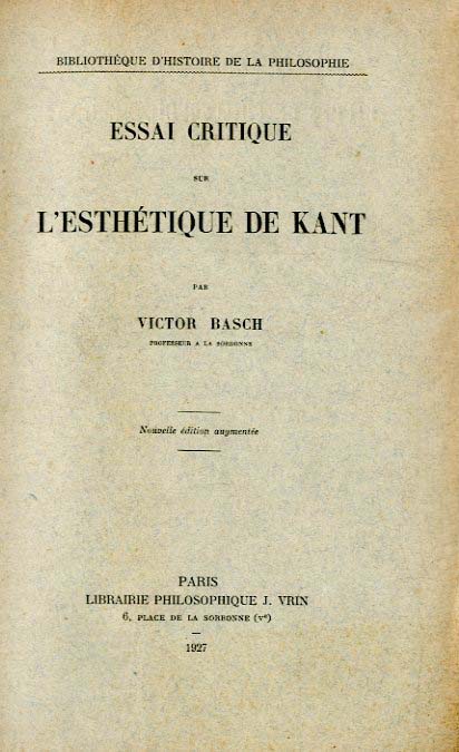 ESSAI CRITIQUE SUR L’ESTHÉTIQUE DE KANT