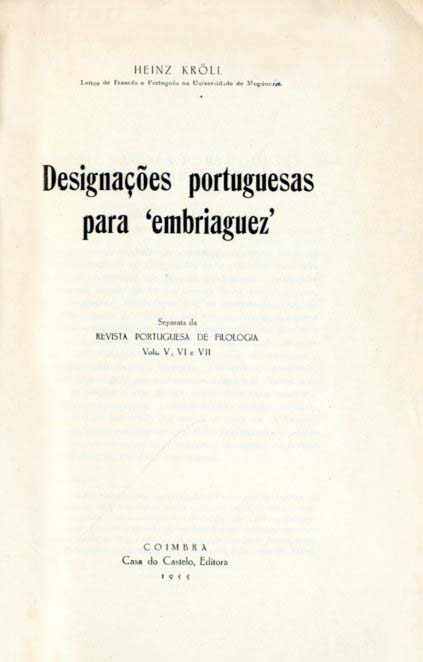 DESIGNAÇOES PORTUGUESAS PARA EMBRIAGUEZ